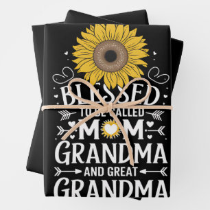 Gezegend om mama oma grote zonnebloem genoemd te w inpakpapier vel