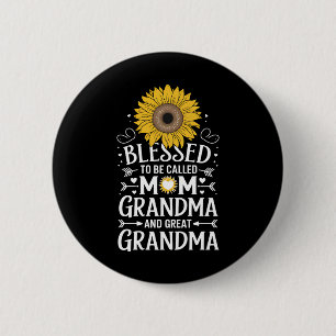 Gezegend om mama oma grote zonnebloem genoemd te w ronde button 5,7 cm
