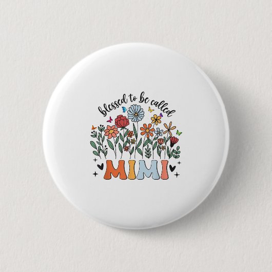 Gezegend om Mimi Wildflower Floral Mother genoemd Ronde Button 5,7 Cm (Voorkant)