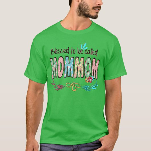 Gezegend om Mommom Bloemend Moederdag jongen genoe T-shirt (Voorkant)