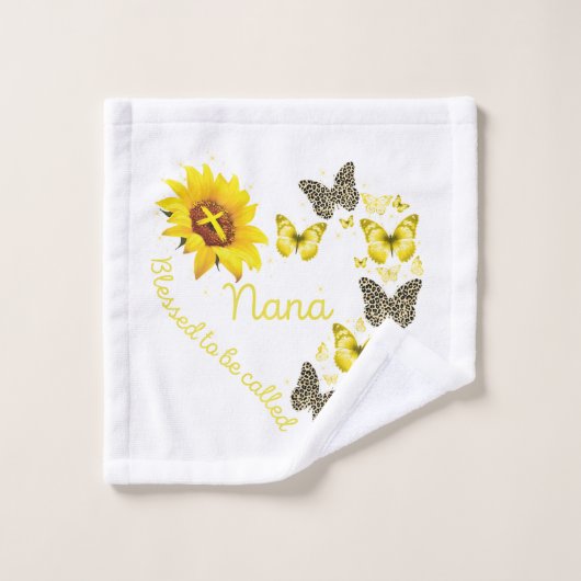 gezegend om nana butterfly zonnebloem te noemen da bad handdoek (Wasdoekje)