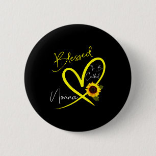 Gezegend om nonna zonnebloem hart moeder genoemd t ronde button 5,7 cm