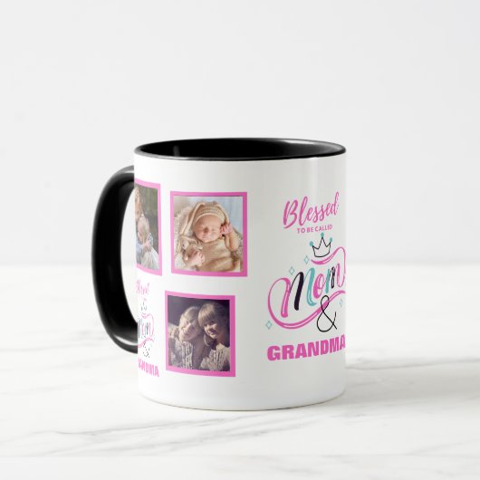 Gezegend om oma foto kleinkinderen geschenken te z mok (Voorkant links)