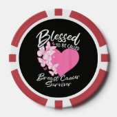 Gezegend om overlevende van borstkanker te worden poker chips (Voorkant)