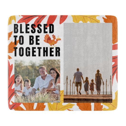 Gezegend om samen te zijn - aangepaste familiefoto snijplank (Voorkant)