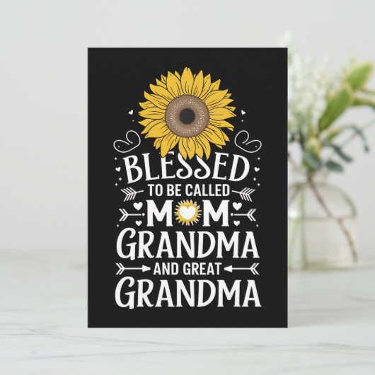 Gezegend om te worden genoemd oma grote zonnebloem kaart (Staand voorkant)