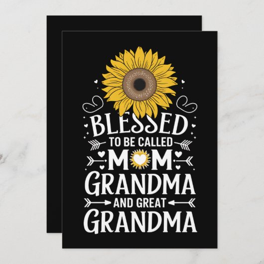 Gezegend om te worden genoemd oma grote zonnebloem kaart (Voorkant / Achterkant)