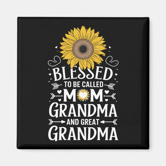 Gezegend om te worden genoemd oma grote zonnebloem magneet (Voorkant)