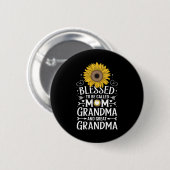Gezegend om te worden genoemd oma grote zonnebloem ronde button 5,7 cm (Voorkant /achterkant)