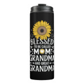 Gezegend om te worden genoemd oma grote zonnebloem thermosbeker (Voorkant)