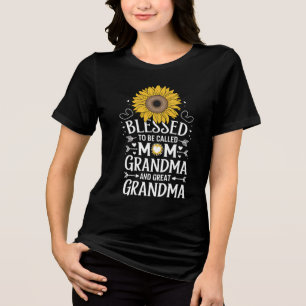 Gezegend om te worden genoemd oma grote zonnebloem Tri-Blend shirt