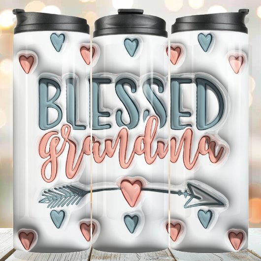 Gezegend Oma 3D Opgeblazen Puff Thermosbeker