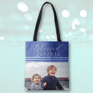 Gezegend Oma aangepaste foto cadeau Tas