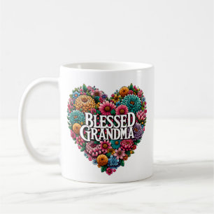 Gezegend Oma Bloemen Hart Koffiemok