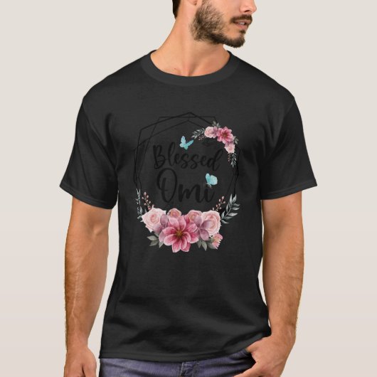 Gezegend Omi met Bloemen Moederdag 2023 T-shirt (Voorkant)