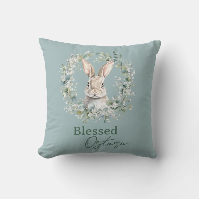 Gezegend Ostara Konijn Lente Pasen Kussen (Voorkant)