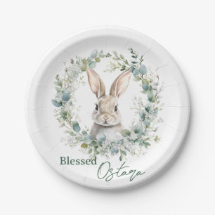 Gezegend Ostara Konijn Lente Pasen Papieren Bordje