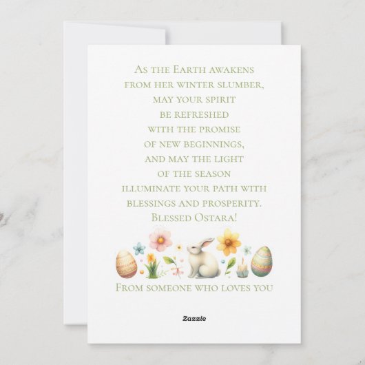 Gezegend Ostara Pagan Wiccan Flat Holiday Kaart (Achterkant)