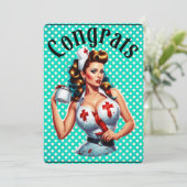 Gezegend Pinup Verpleegster Afstuderen Kaart (Staand voorkant)