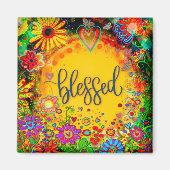 Gezegend  Plezier Bloemen Moderne Inspiratie Magneet (Voorkant)