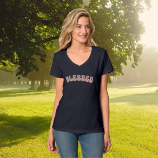 GEZEGEND Rood Wit Bloemen Dankbaarheid Retro Tekst T-shirt