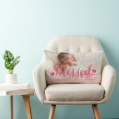 Gezegend | Roze Baby geboorte Foto Keepaardse Pill Kussen (Stoel)