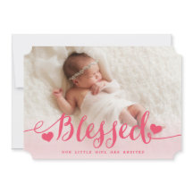 Gezegend | Roze babymeisje Foto geboorteaankondigi