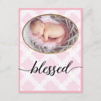 Gezegend Roze Script Pasgeboren Baby Meisje Foto