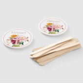 Gezegend Roze Waterverf Bloemen Handwaaier (Niet-gemonteerd)