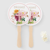 Gezegend Roze Waterverf Bloemen Handwaaier (Voorkant en achterkant)