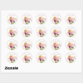 Gezegend Roze Waterverf Bloemen Ronde Sticker (Vel)