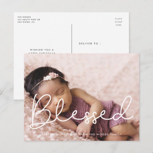 Gezegend Schattige script fotovakantie Briefkaart (Voorkant / Achterkant)