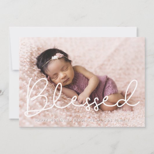 Gezegend Schattige script Inspirerend foto Feestdagenkaart (Voorkant)
