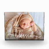 Gezegend Script Baby Photo Block Fotoblokken (Voorkant)