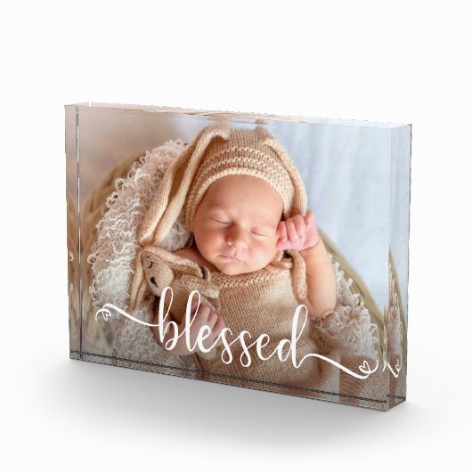 Gezegend Script Baby Photo Block Fotoblokken (Rechts)