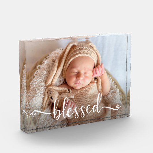 Gezegend Script Baby Photo Block Fotoblokken (Links)