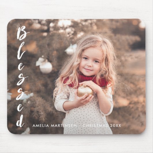 Gezegend Script Inspirerend kerstfoto Muismat (Voorkant)