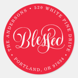 gezegend script | Vakantie retouradreslabels Ronde Sticker