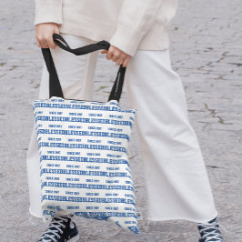 Gezegend sinds jaar blauw marinepatroon tote bag