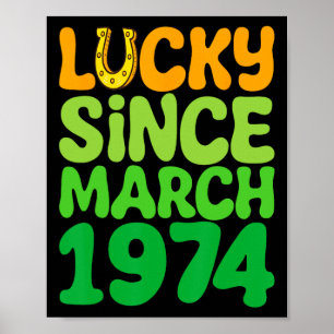 Gezegend sinds maart 1974 Verjaardag 50e St. Patri Poster