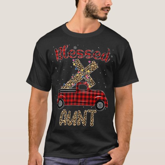 Gezegend Tante Kerstmis Rode Vrachtwagen Plaid Kle T-shirt (Voorkant)