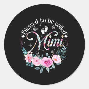 Gezegend te worden genoemd Mimi Schattigee bloemig Ronde Sticker
