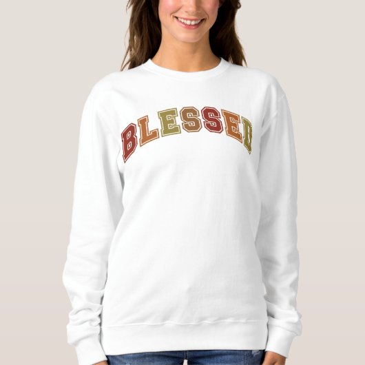 Gezegend Trendy Herfst Thanksgiving Varsity Trui (Voorkant)