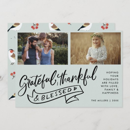 Gezegend Twee Foto's Familie Kerstmis (Voorkant / Achterkant)