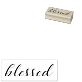 Gezegend - Typografie Script Gelovig Dankbaar Cita Rubberstempel (Gestempeld)