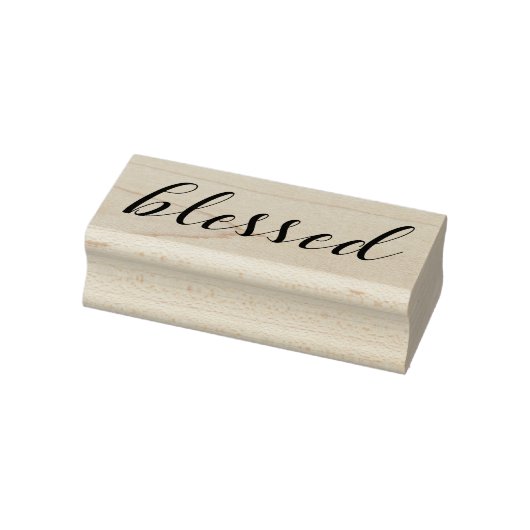Gezegend - Typografie Script Gelovig Dankbaar Cita Rubberstempel (Stempel)