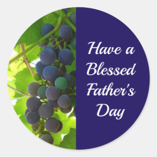 Gezegend Vaderdag Paarse Druivencluster Blauw Ronde Sticker
