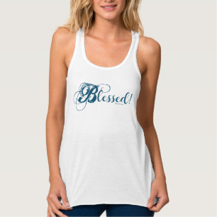 "Gezegend!" Vrouwen Flowy Racerback Tank (Blauw)