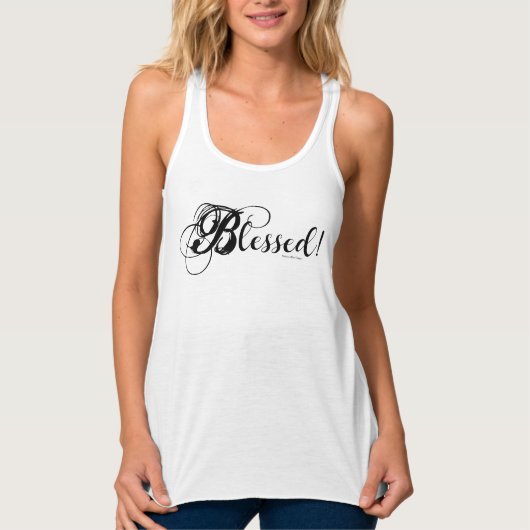 Gezegend! Vrouwen Flowy Racerback Tank (Zwart) (Voorkant)