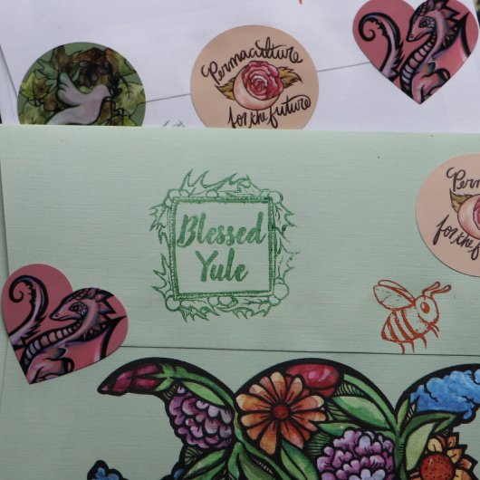 Gezegend Yule Kerstmis Maatwerk Rubberstempel